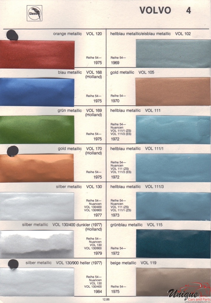 1969 Volvo Paint Charts Glasurit 1